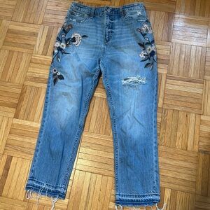 Abercrombie & Fitch Floral Embroidered Blue Jeans
